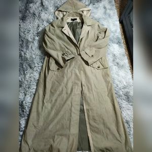 Gallery Womans Size 12 Long Olive Green Trench Coat